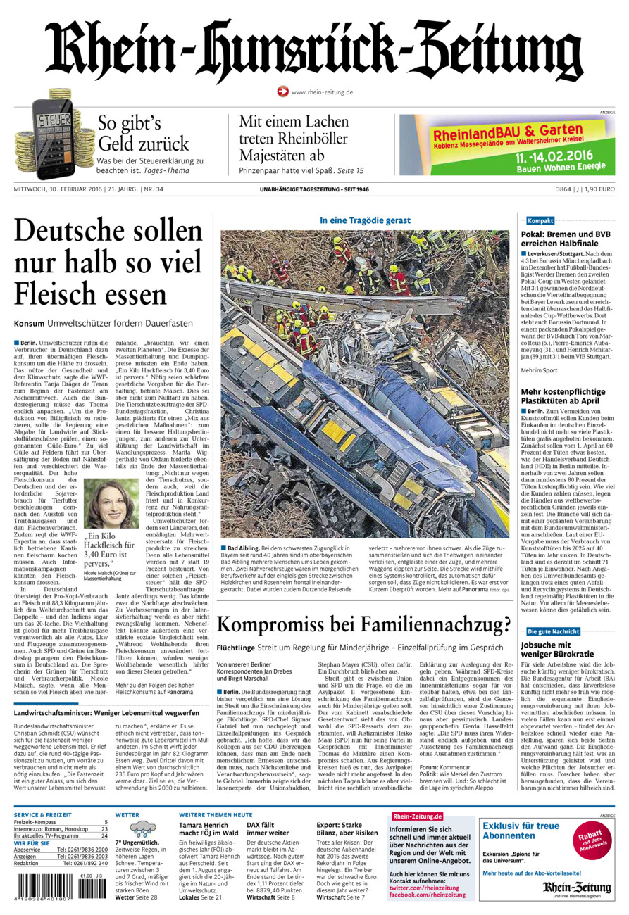 Rhein-Hunsrück-Zeitung vom Mittwoch, 10.02.2016