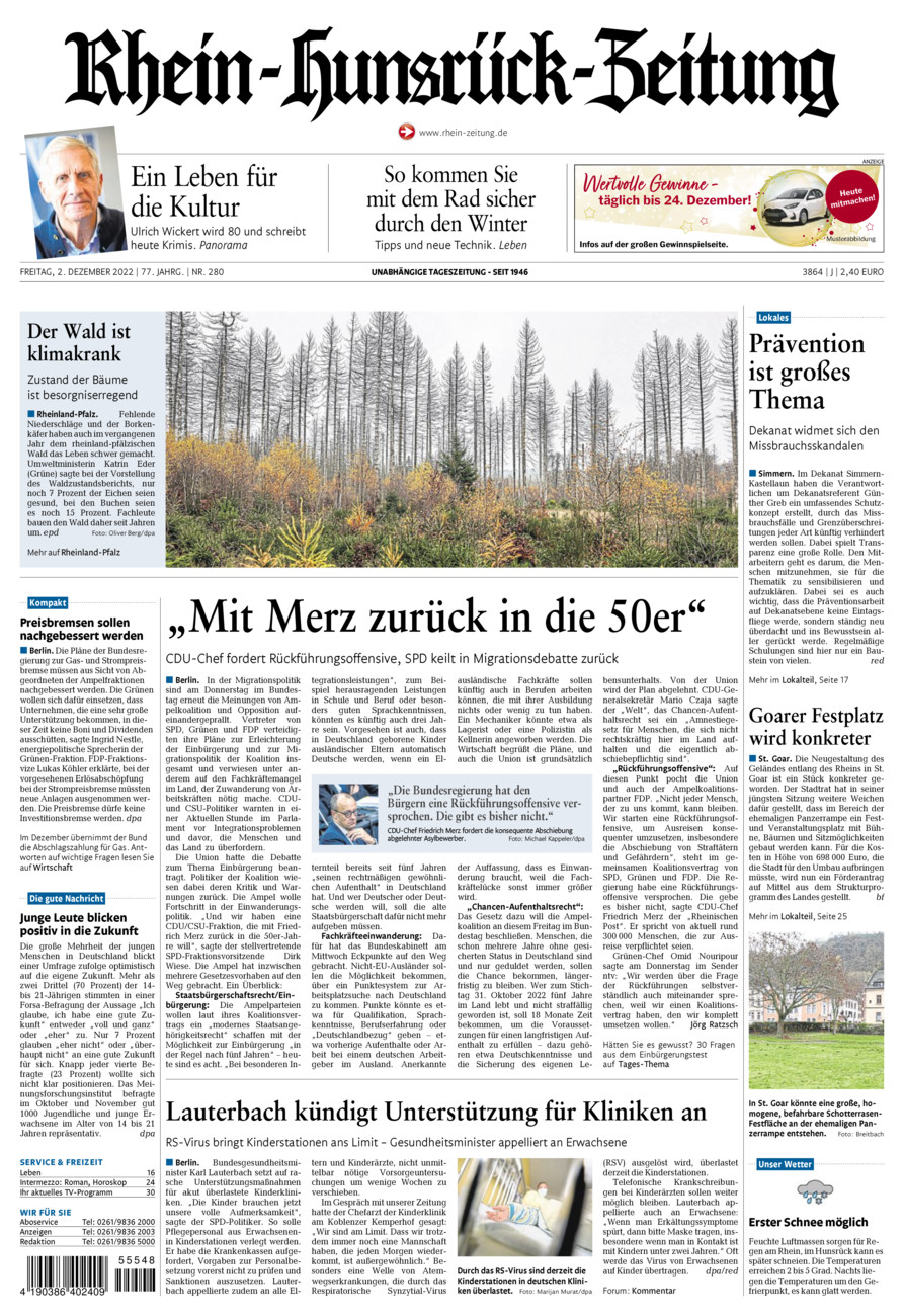 Rhein-Hunsrück-Zeitung vom Freitag, 02.12.2022