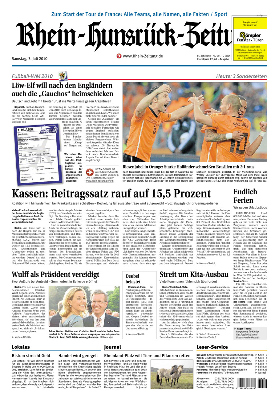 Rhein-Hunsrück-Zeitung vom Samstag, 03.07.2010