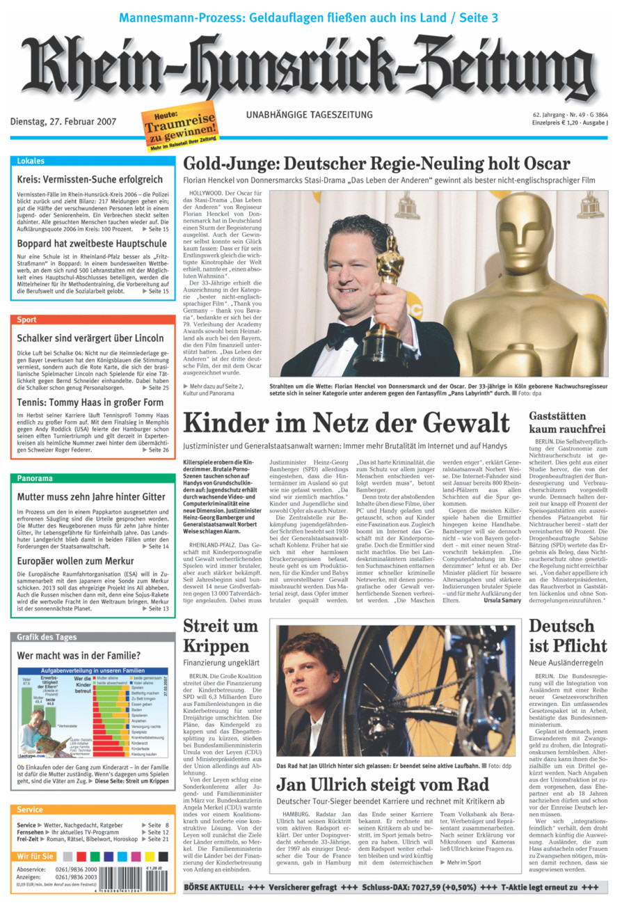Rhein-Hunsrück-Zeitung vom Dienstag, 27.02.2007