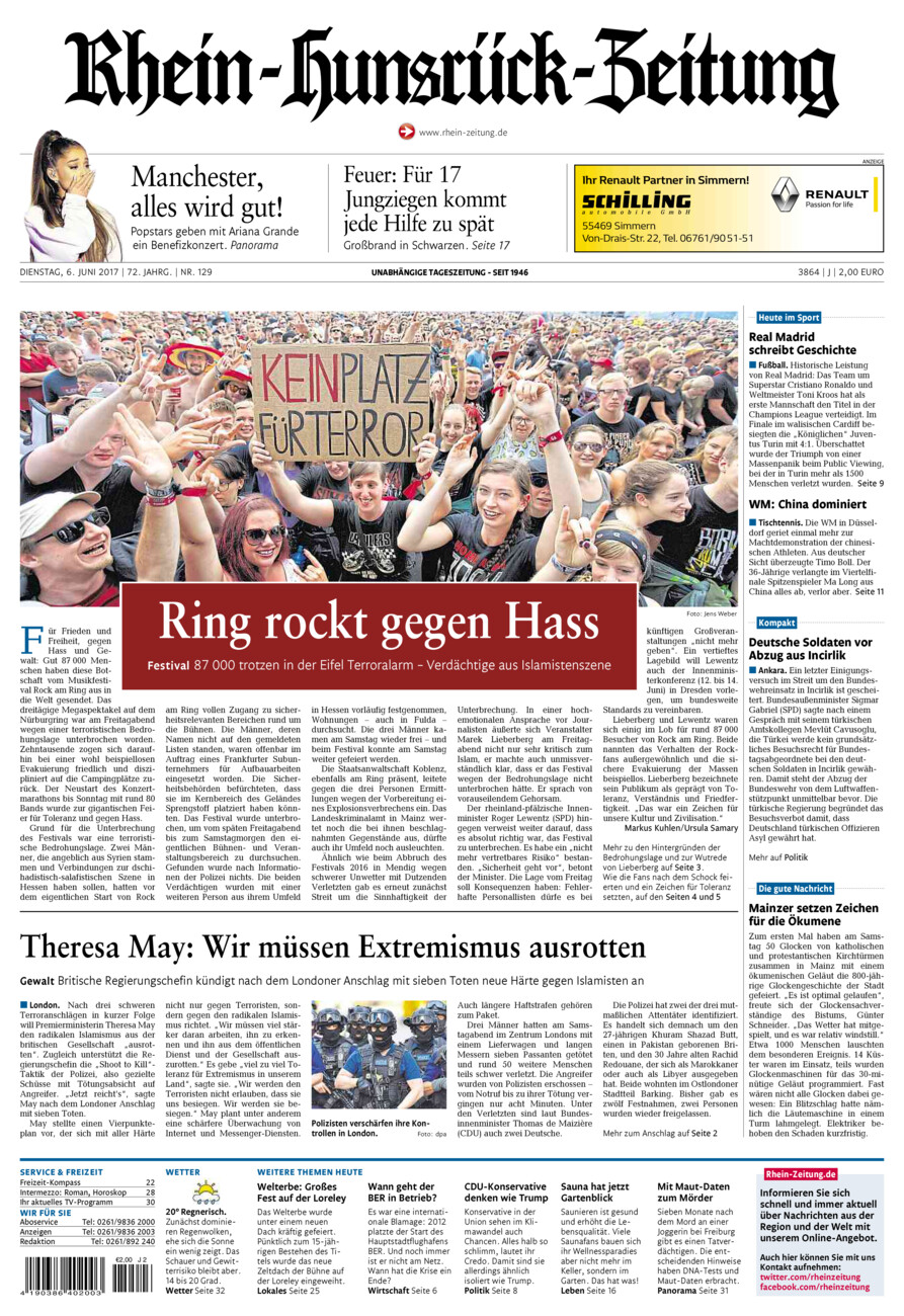 Rhein-Hunsrück-Zeitung vom Dienstag, 06.06.2017