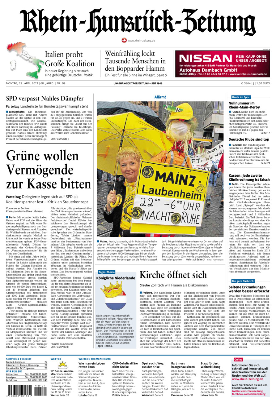 Rhein-Hunsrück-Zeitung vom Montag, 29.04.2013