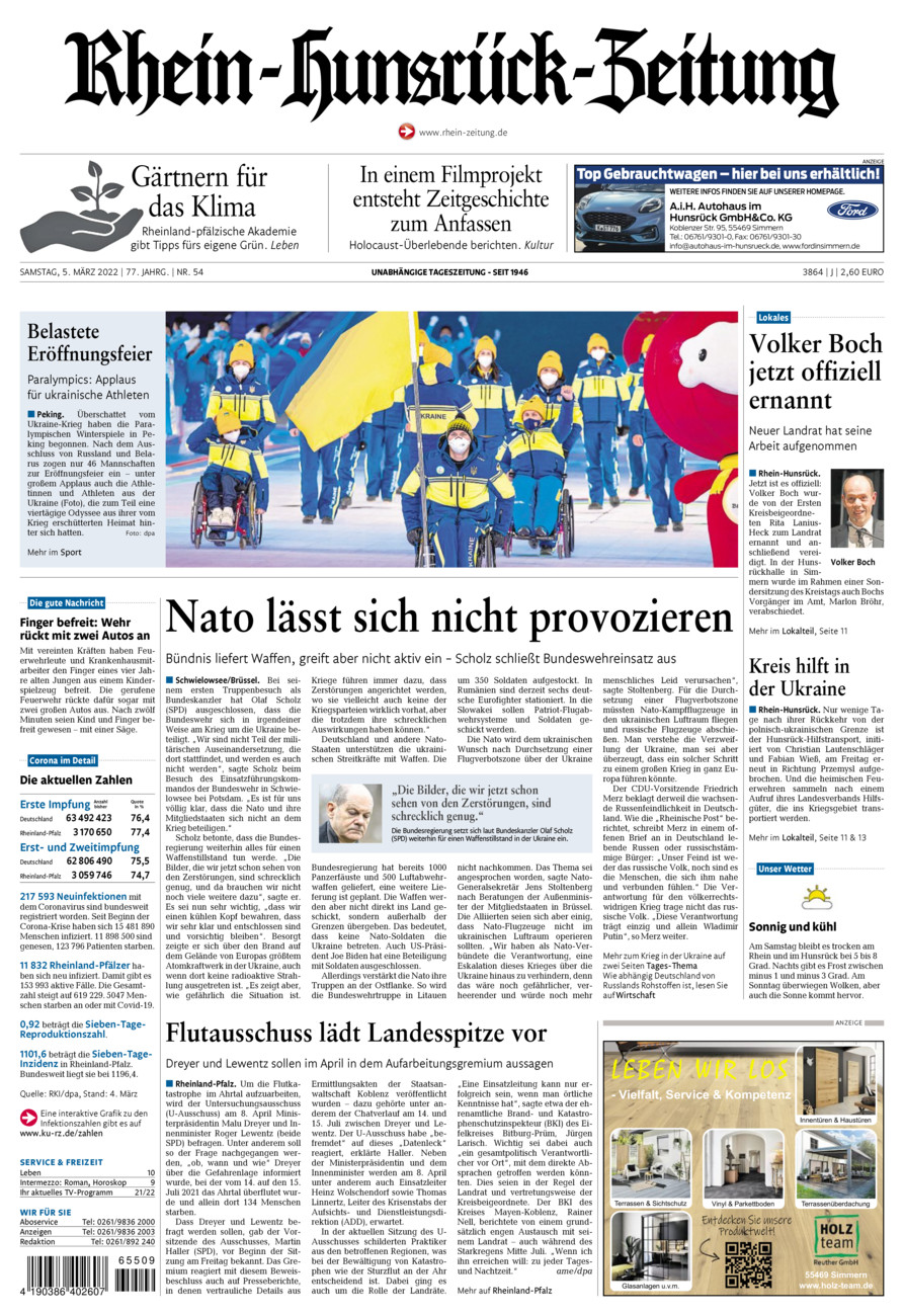 Rhein-Hunsrück-Zeitung vom Samstag, 05.03.2022