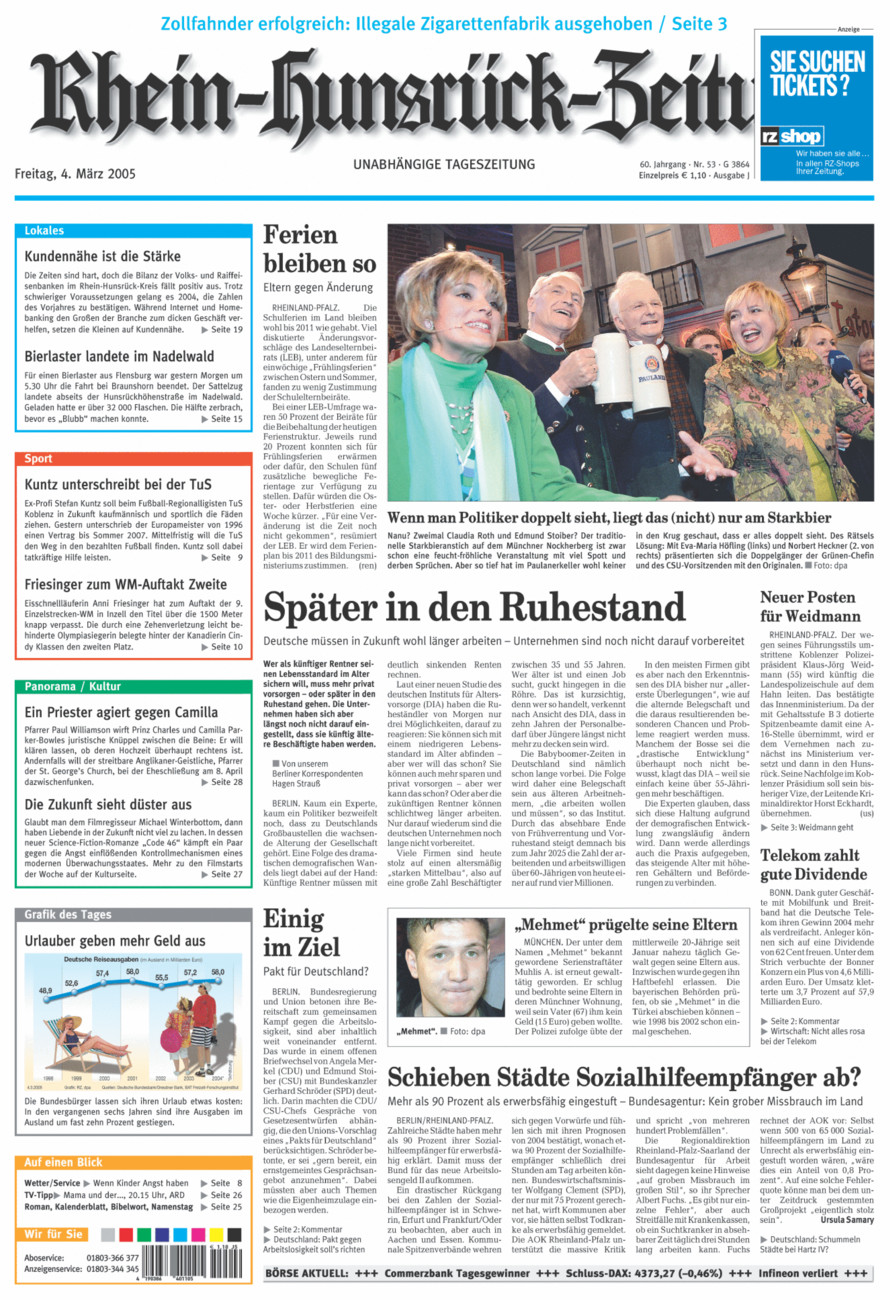 Rhein-Hunsrück-Zeitung vom Freitag, 04.03.2005