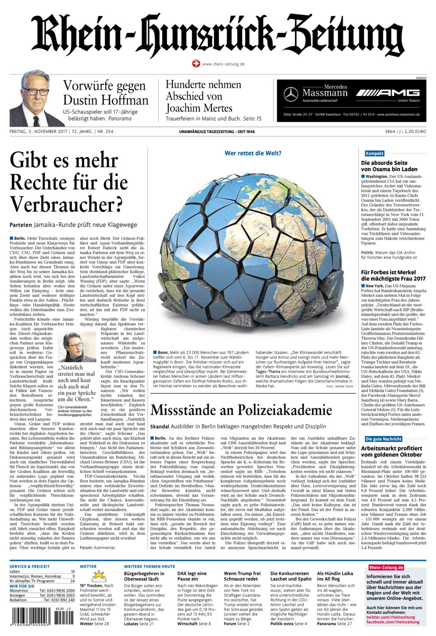 Rhein-Hunsrück-Zeitung vom Freitag, 03.11.2017