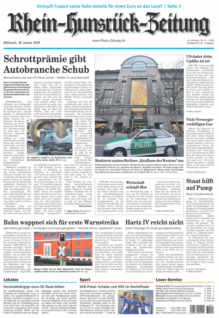 Rhein-Hunsrück-Zeitung vom Mittwoch, 28.01.2009