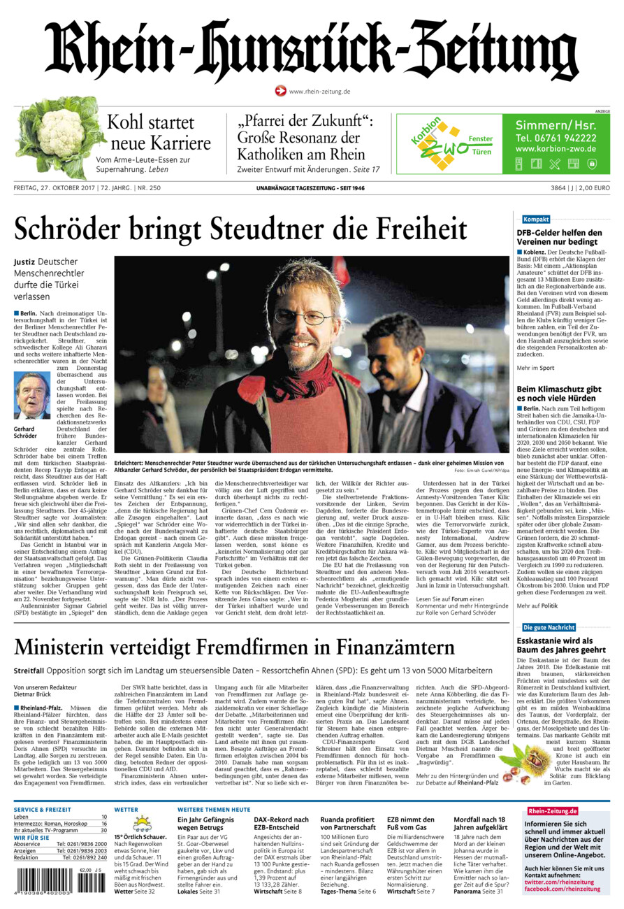 Rhein-Hunsrück-Zeitung vom Freitag, 27.10.2017