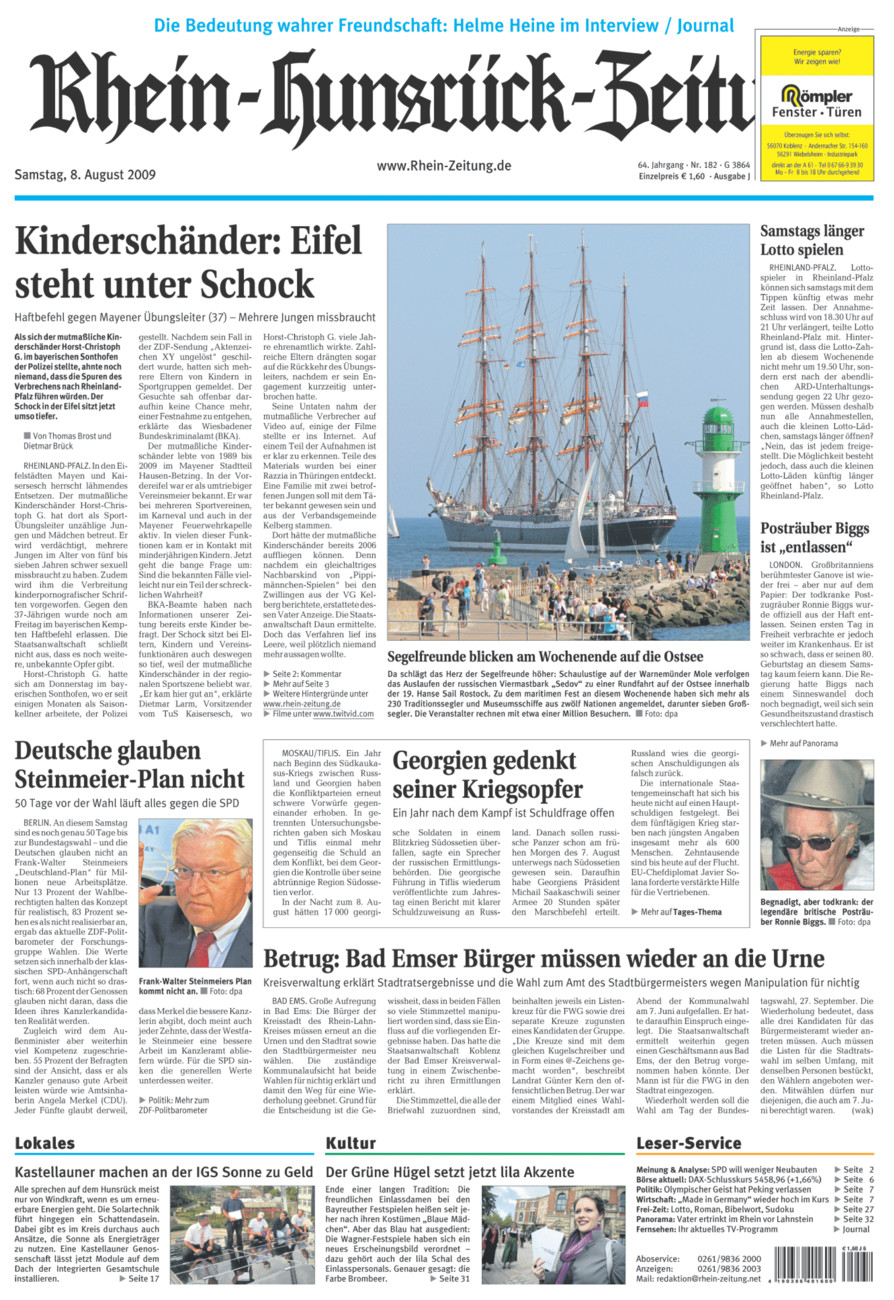 Rhein-Hunsrück-Zeitung vom Samstag, 08.08.2009