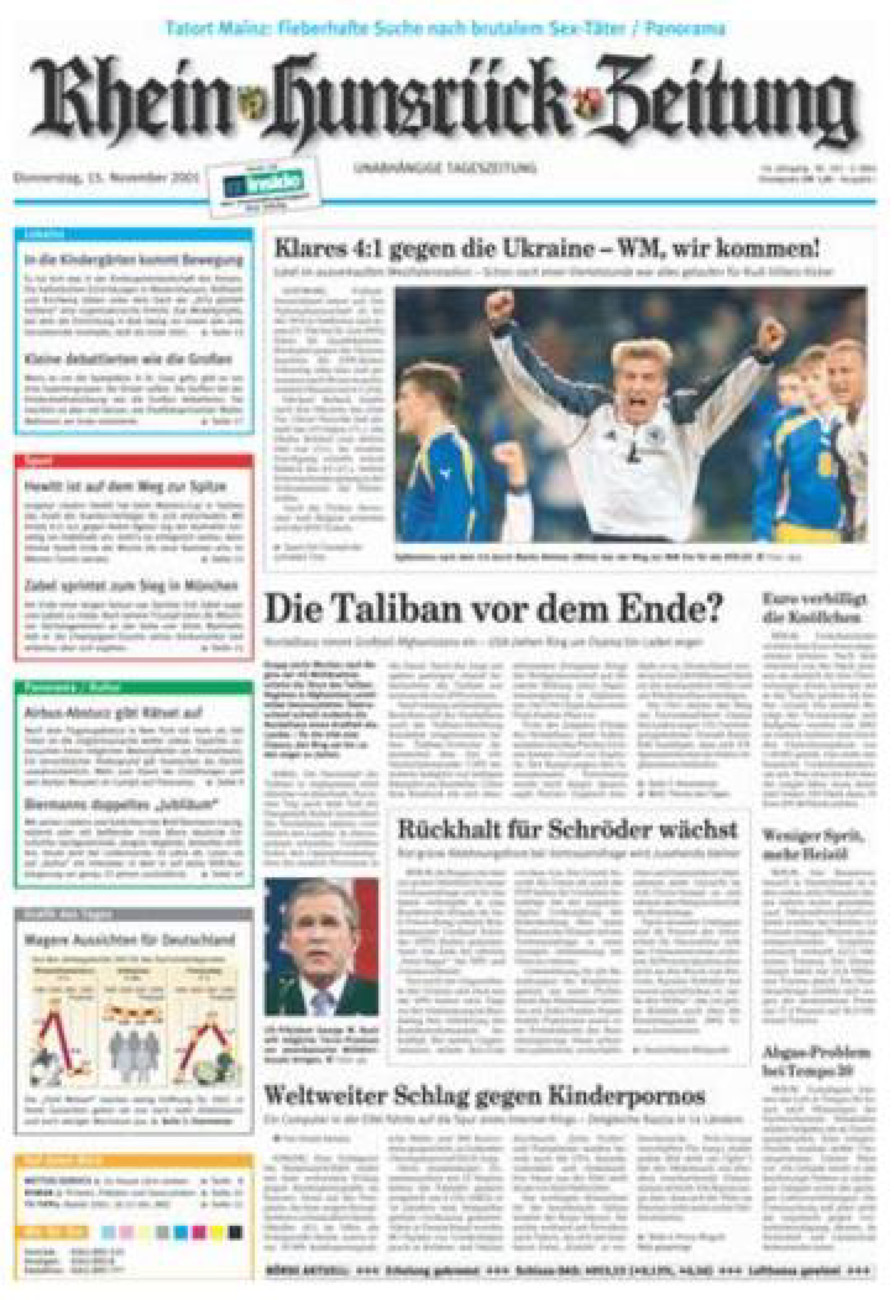 Rhein-Hunsrück-Zeitung vom Donnerstag, 15.11.2001