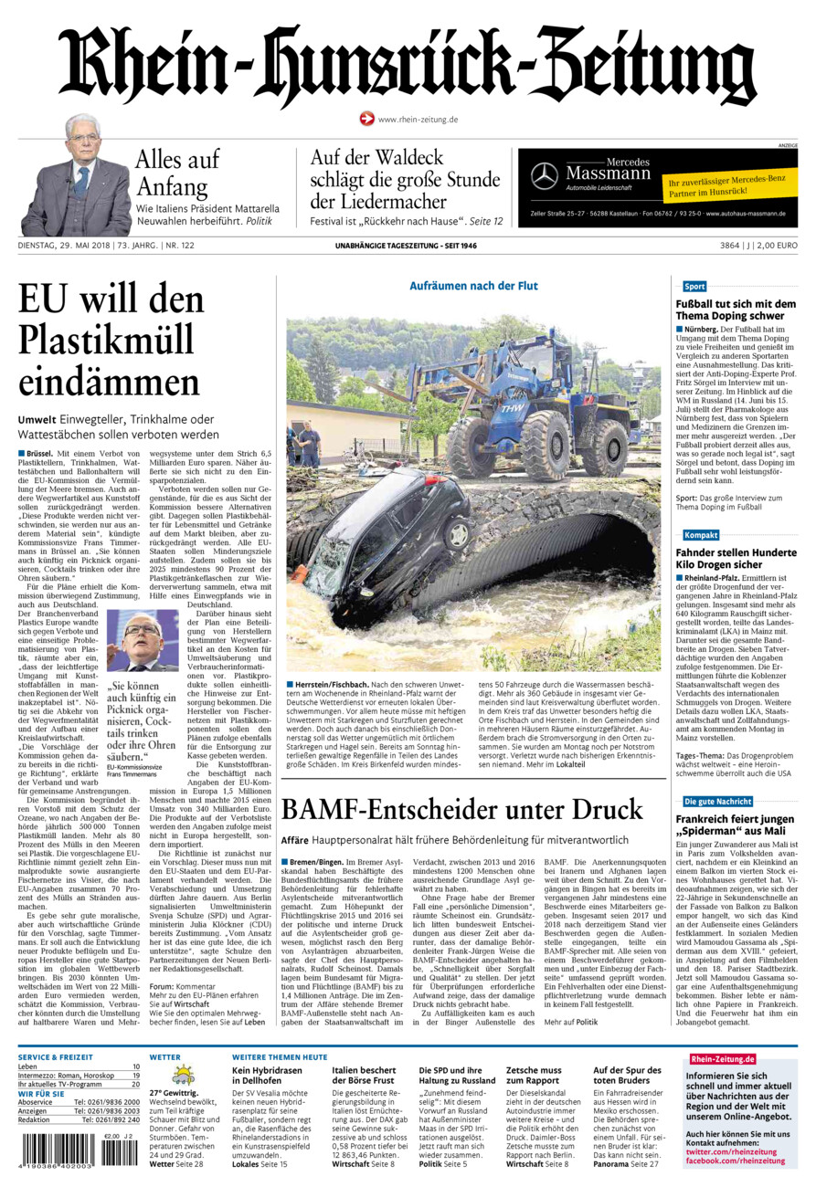 Rhein-Hunsrück-Zeitung vom Dienstag, 29.05.2018