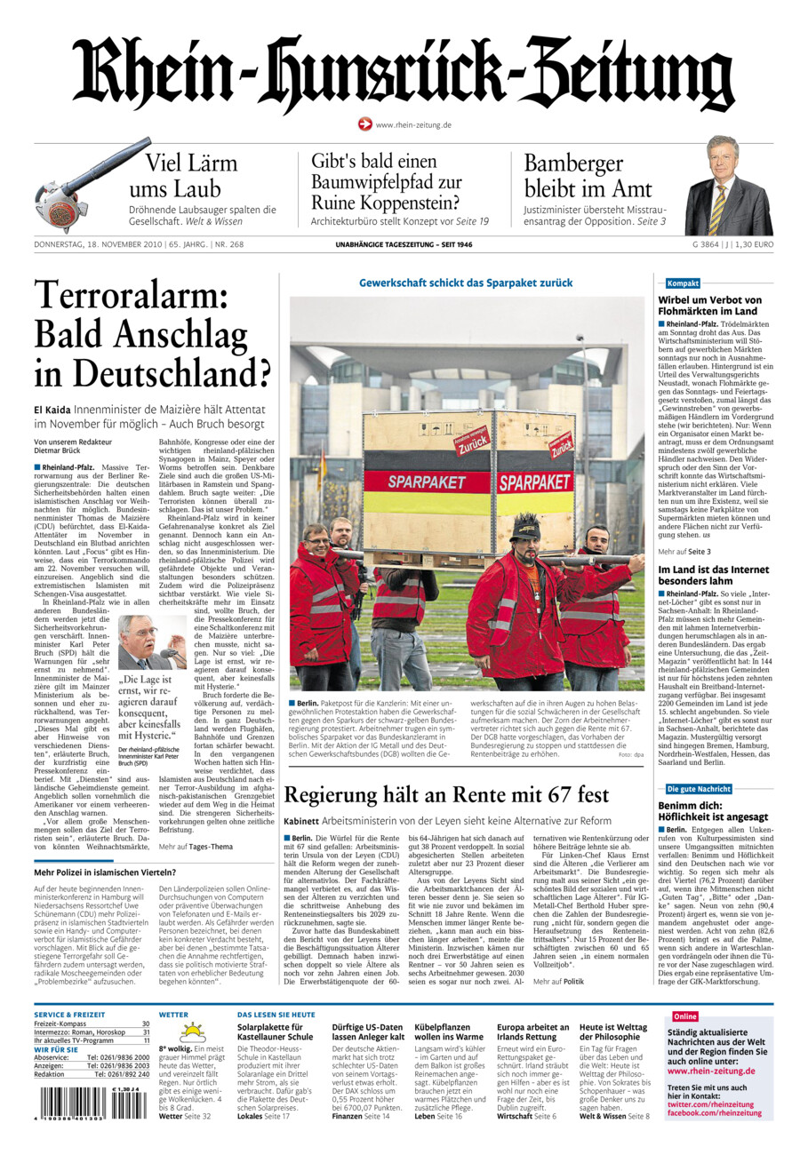Rhein-Hunsrück-Zeitung vom Donnerstag, 18.11.2010