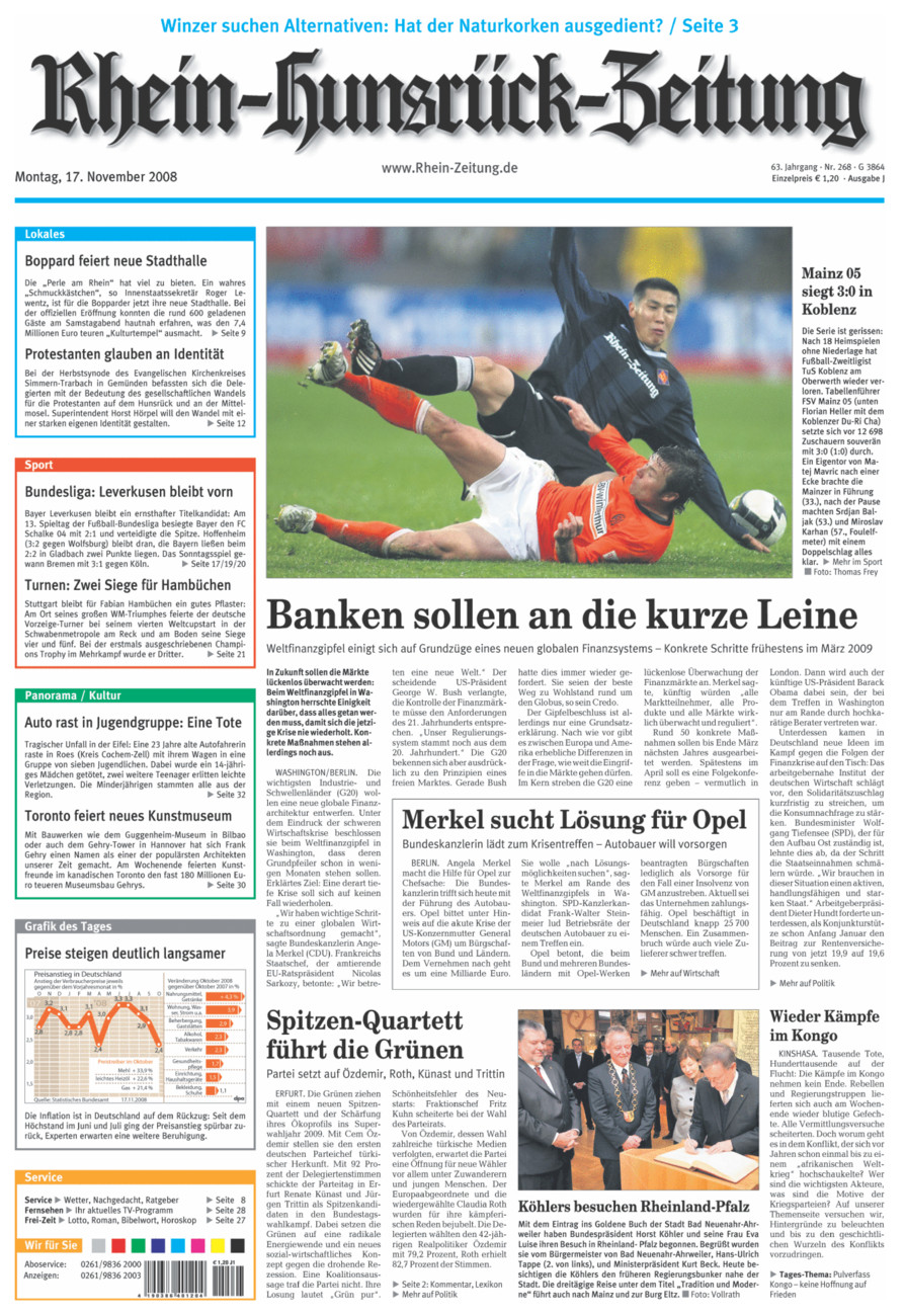 Rhein-Hunsrück-Zeitung vom Montag, 17.11.2008