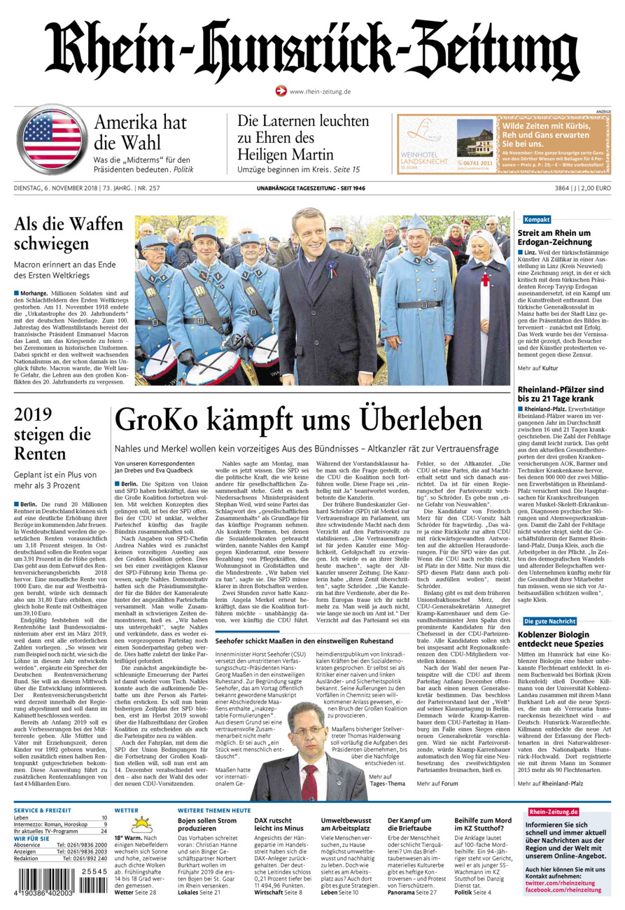 Rhein-Hunsrück-Zeitung vom Dienstag, 06.11.2018