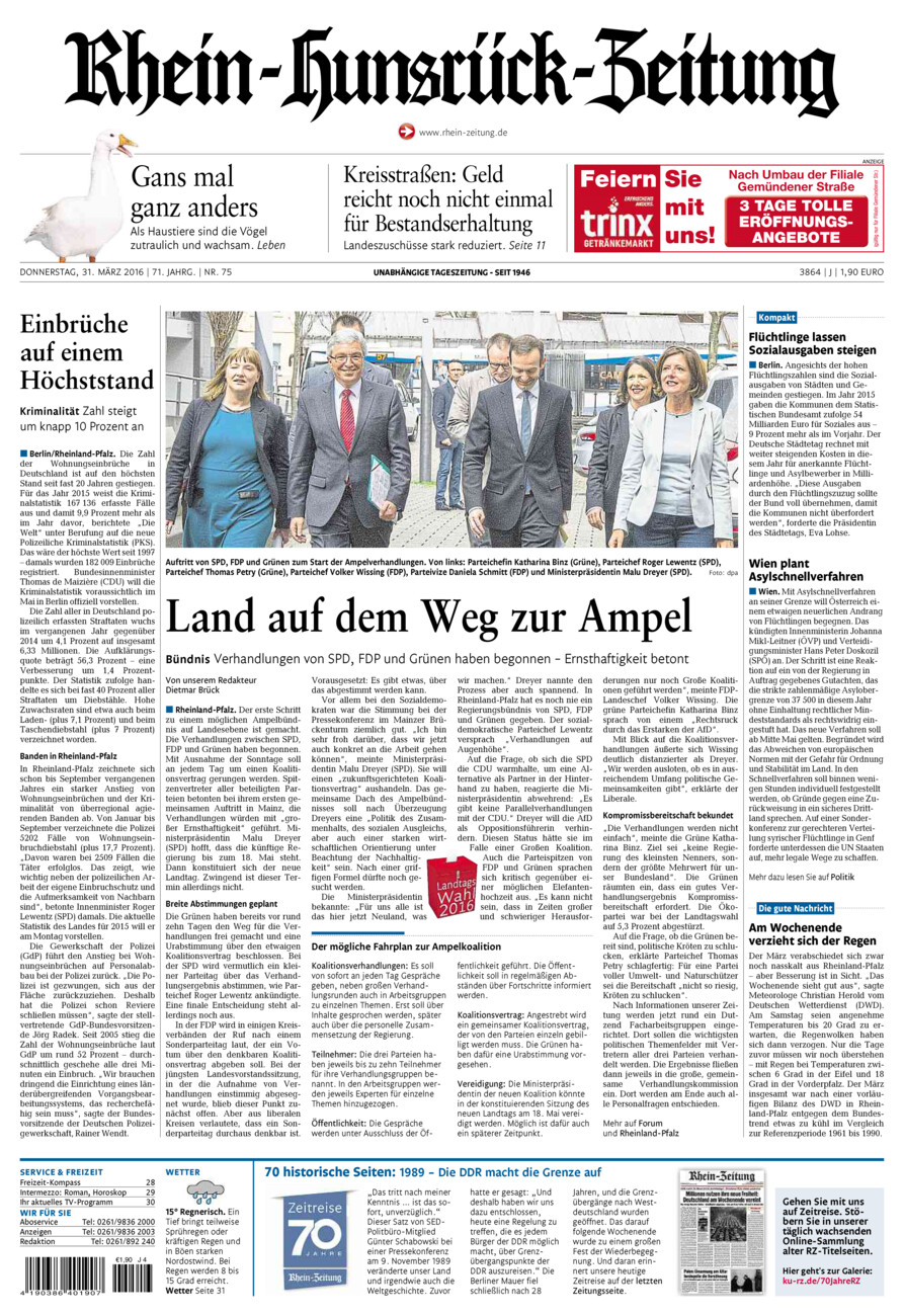 Rhein-Hunsrück-Zeitung vom Donnerstag, 31.03.2016