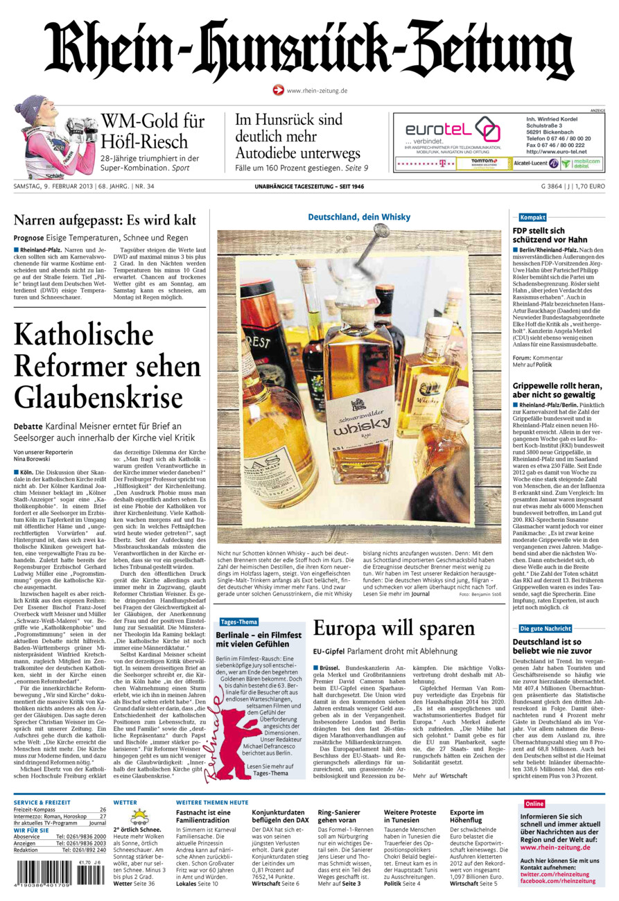 Rhein-Hunsrück-Zeitung vom Samstag, 09.02.2013