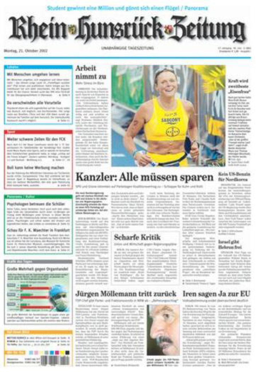 Rhein-Hunsrück-Zeitung vom Montag, 21.10.2002