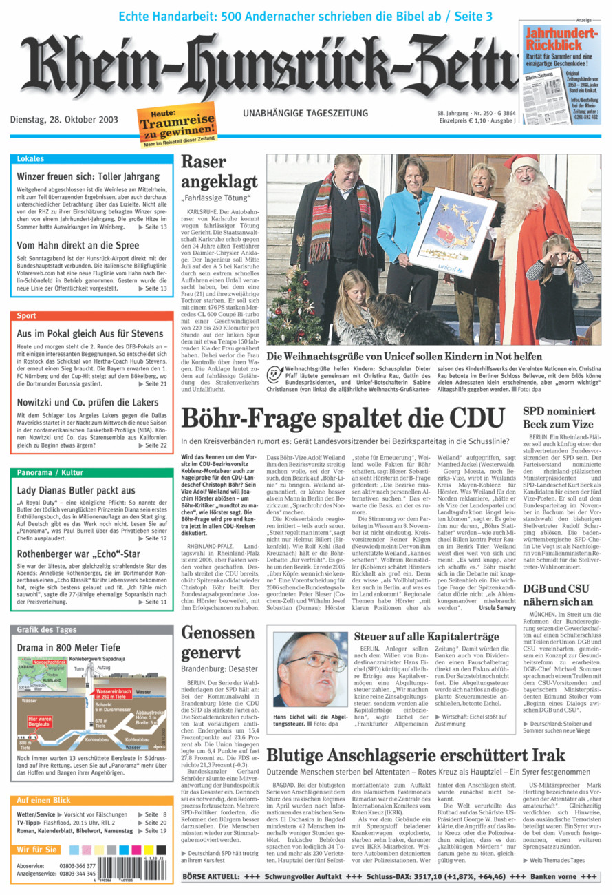Rhein-Hunsrück-Zeitung vom Dienstag, 28.10.2003