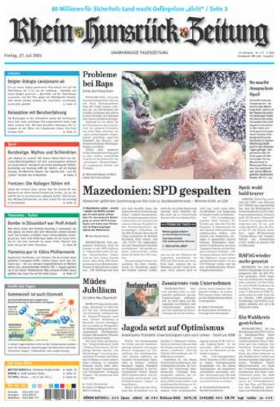 Rhein-Hunsrück-Zeitung vom Freitag, 27.07.2001