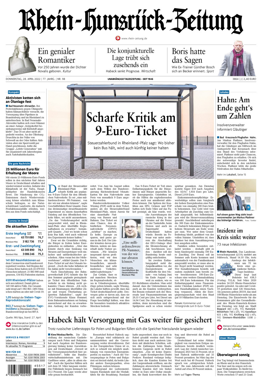 Rhein-Hunsrück-Zeitung vom Donnerstag, 28.04.2022