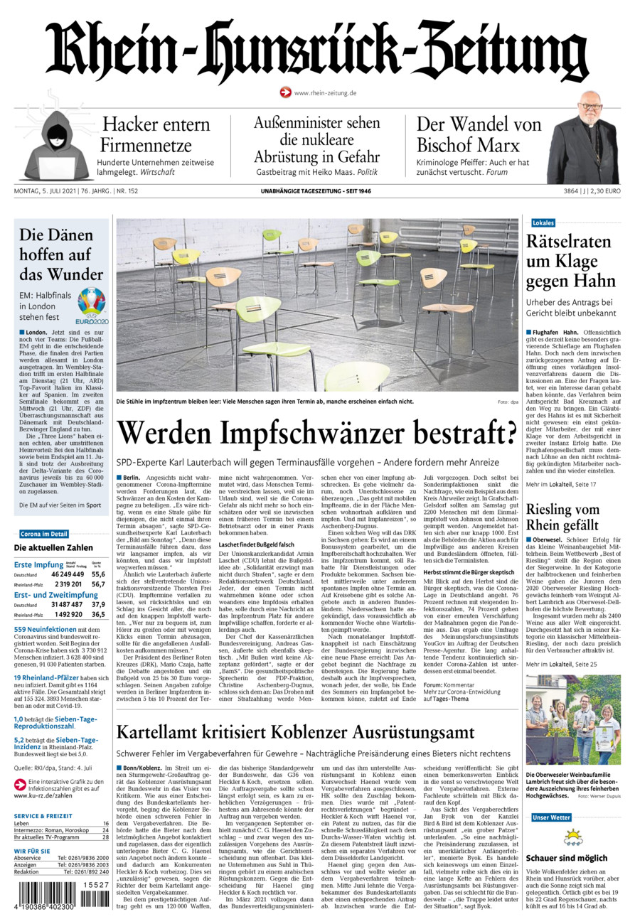 Rhein-Hunsrück-Zeitung vom Montag, 05.07.2021