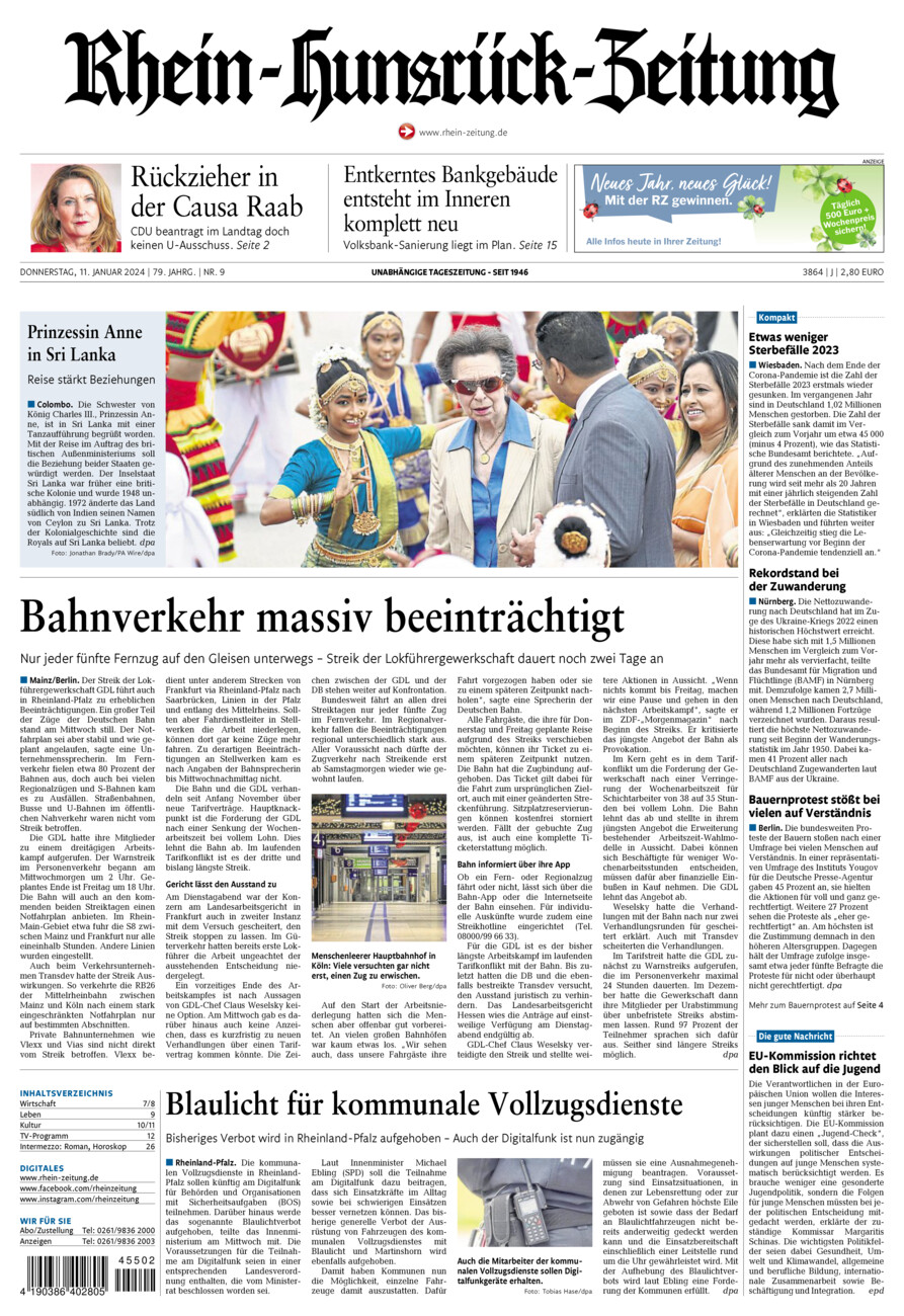 Rhein-Hunsrück-Zeitung vom Donnerstag, 11.01.2024