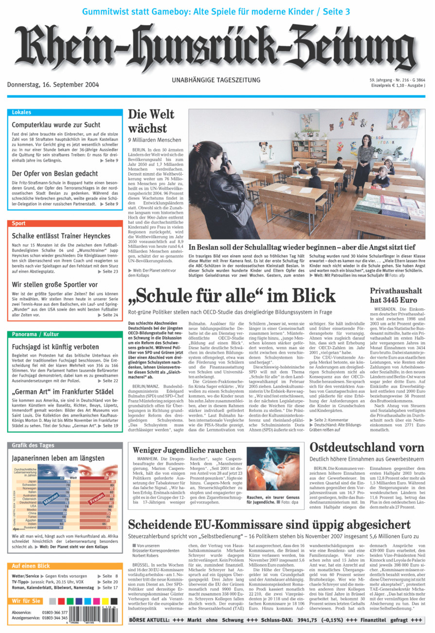 Rhein-Hunsrück-Zeitung vom Donnerstag, 16.09.2004