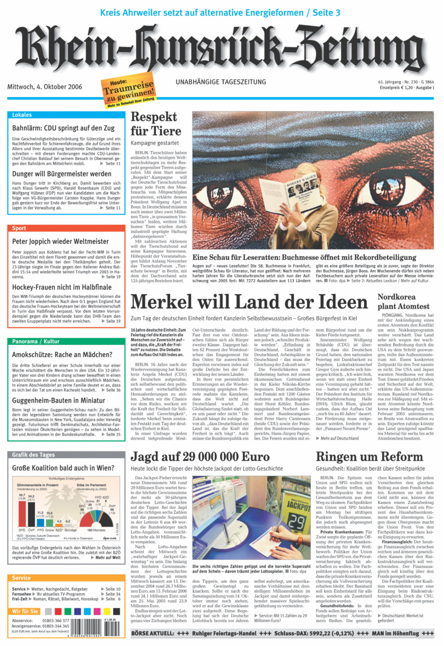 Rhein-Hunsrück-Zeitung vom Mittwoch, 04.10.2006