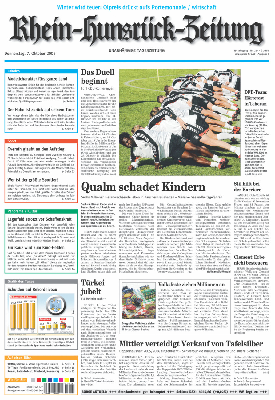 Rhein-Hunsrück-Zeitung vom Donnerstag, 07.10.2004
