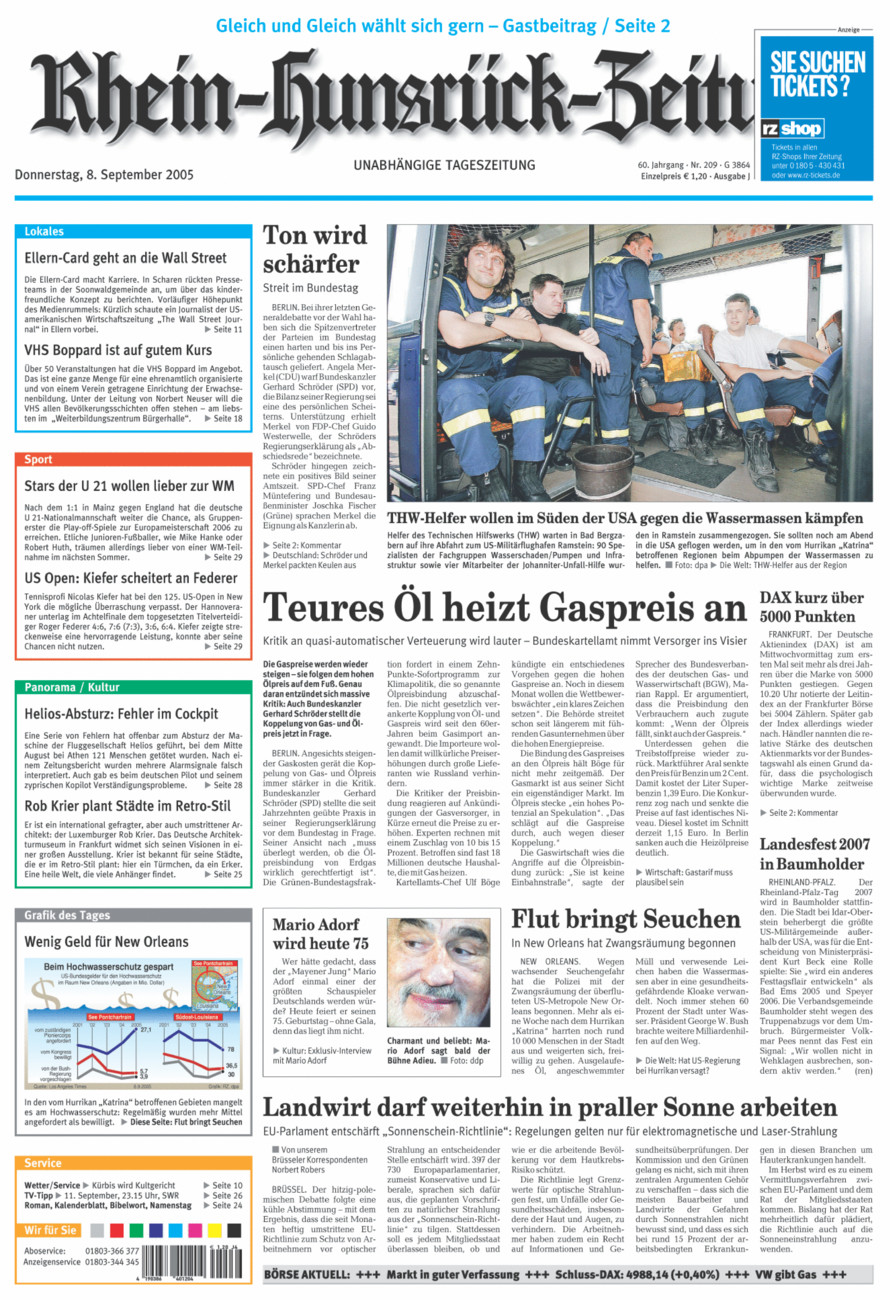 Rhein-Hunsrück-Zeitung vom Donnerstag, 08.09.2005