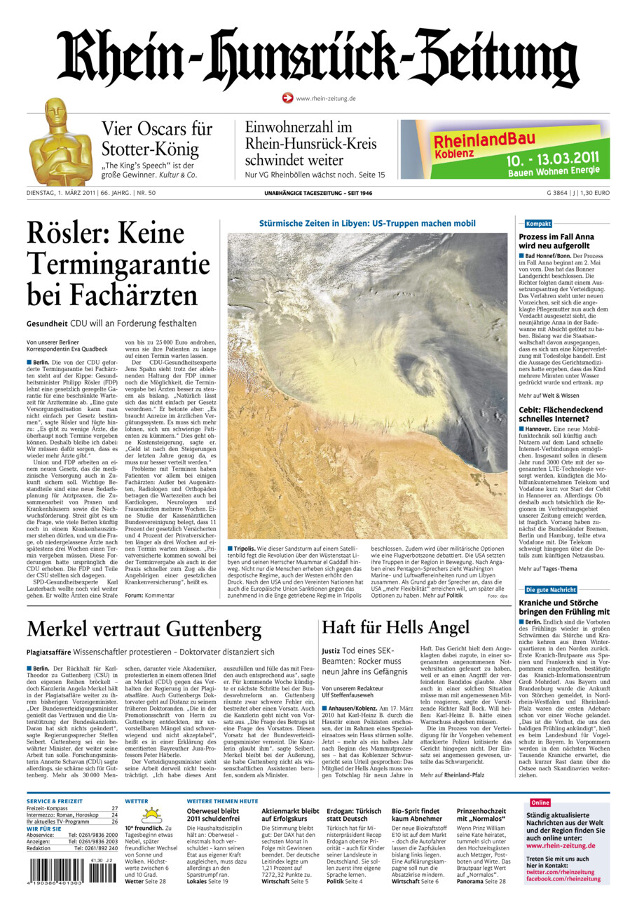 Rhein-Hunsrück-Zeitung vom Dienstag, 01.03.2011