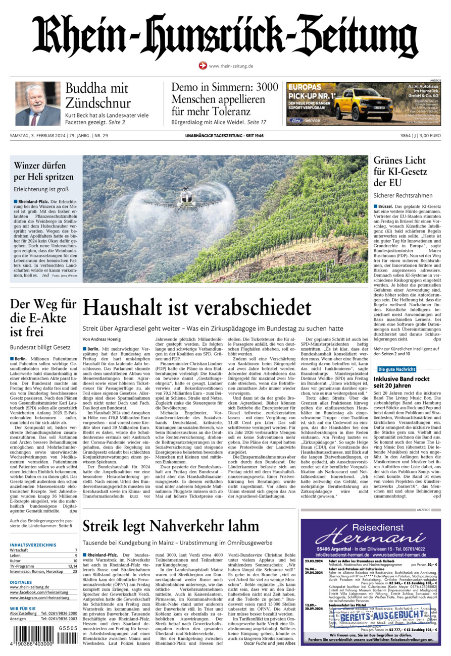 Rhein-Hunsrück-Zeitung vom Samstag, 03.02.2024