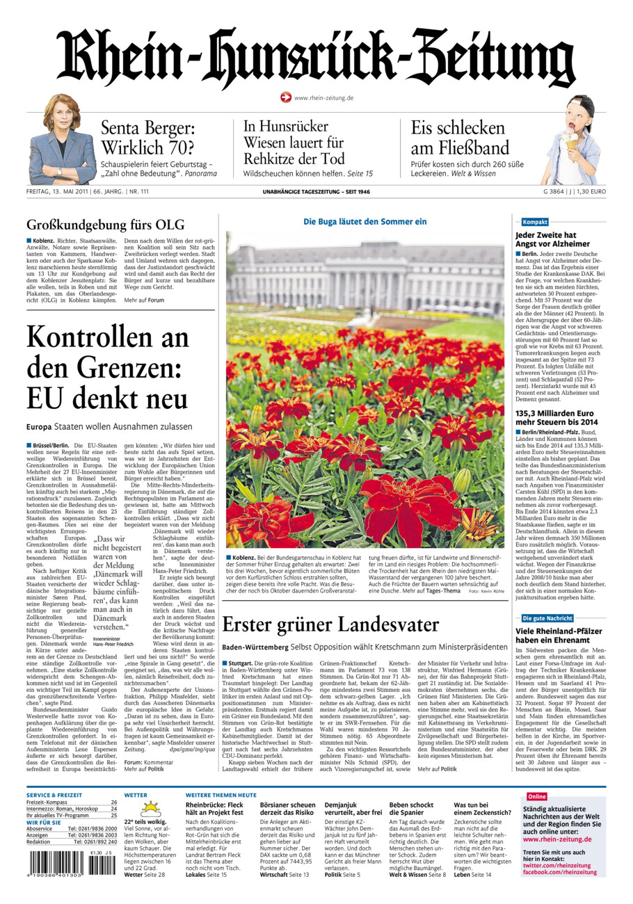 Rhein-Hunsrück-Zeitung vom Freitag, 13.05.2011