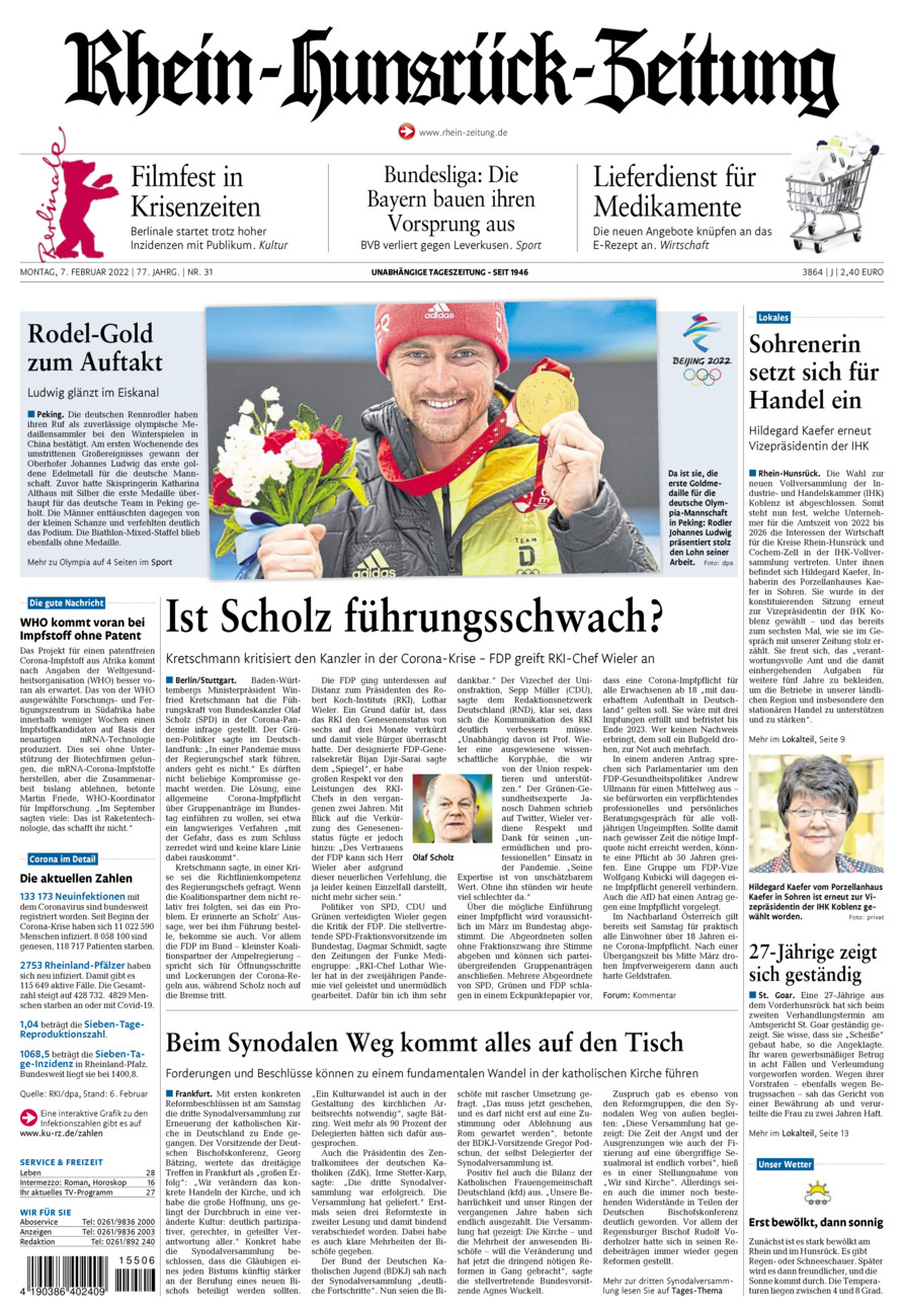 Rhein-Hunsrück-Zeitung vom Montag, 07.02.2022