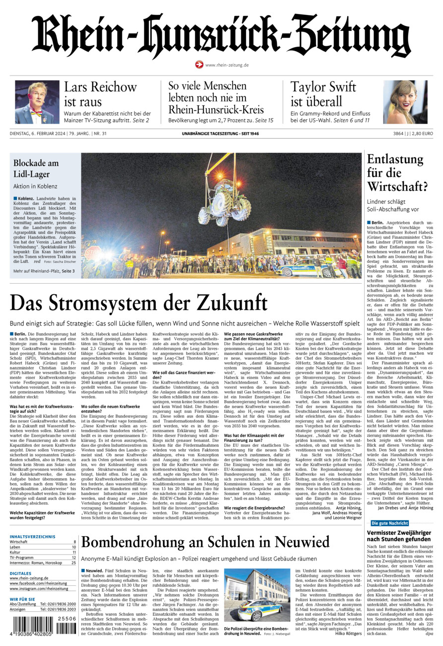 Rhein-Hunsrück-Zeitung vom Dienstag, 06.02.2024