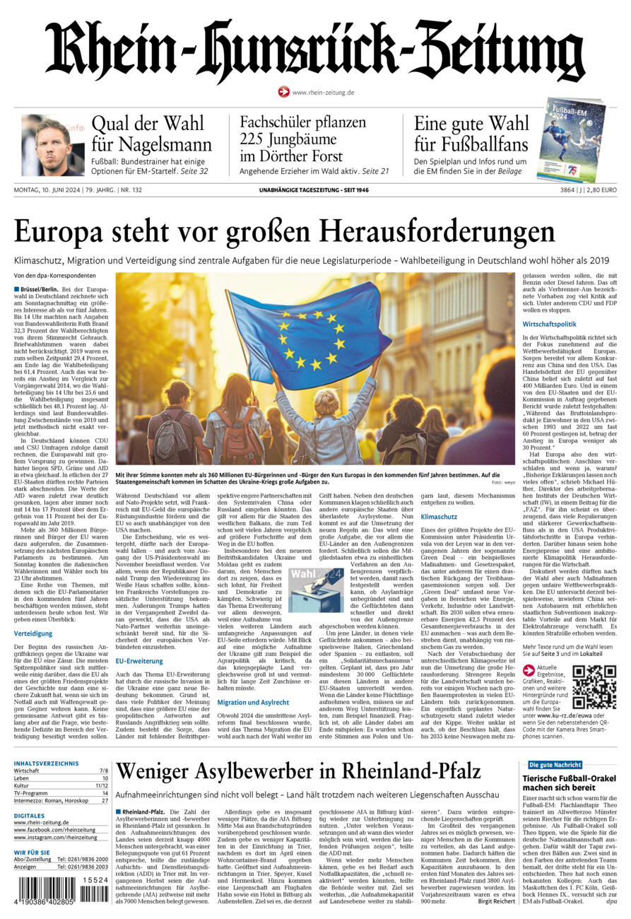 Rhein-Hunsrück-Zeitung vom Montag, 10.06.2024