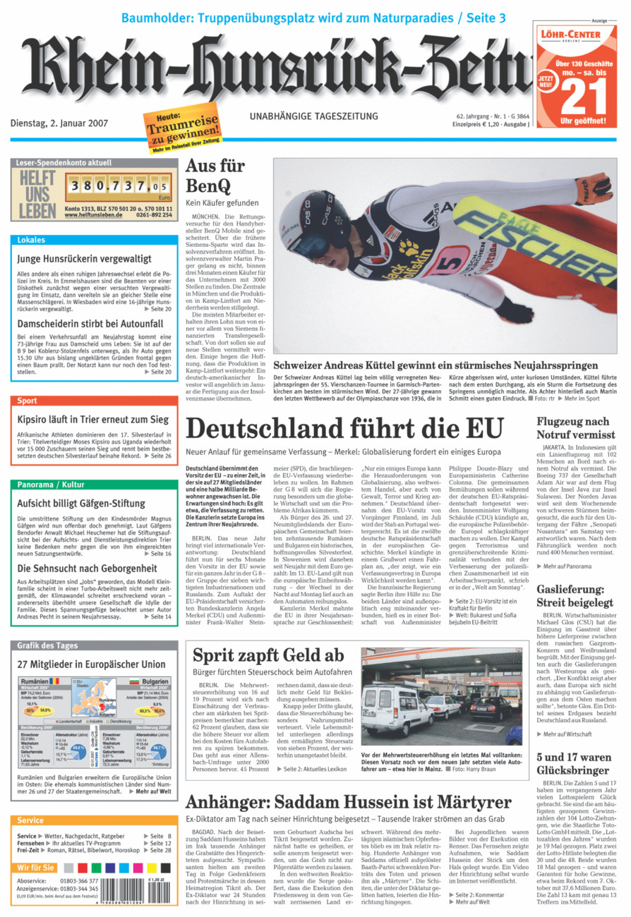 Rhein-Hunsrück-Zeitung vom Dienstag, 02.01.2007