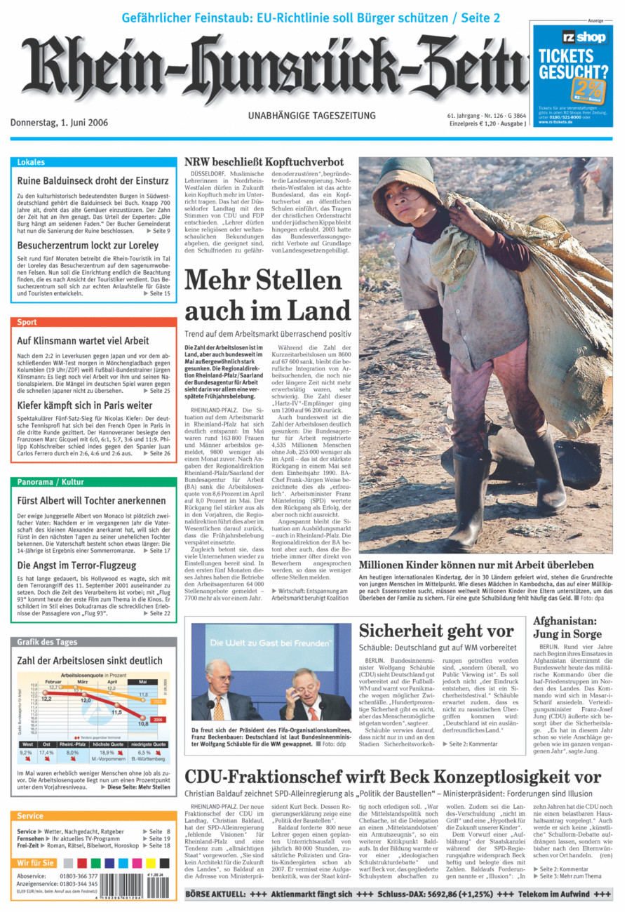 Rhein-Hunsrück-Zeitung vom Donnerstag, 01.06.2006
