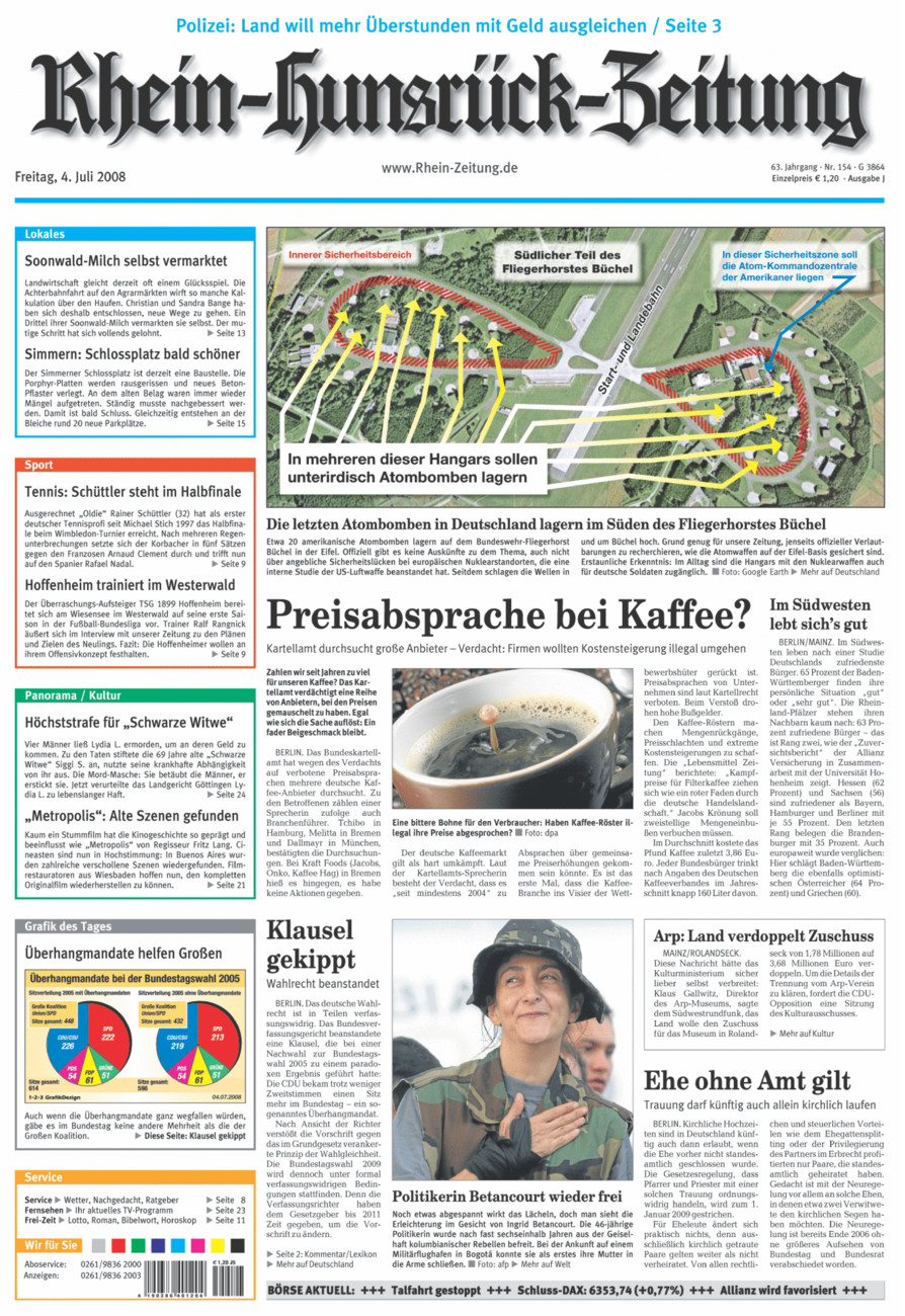 Rhein-Hunsrück-Zeitung vom Freitag, 04.07.2008