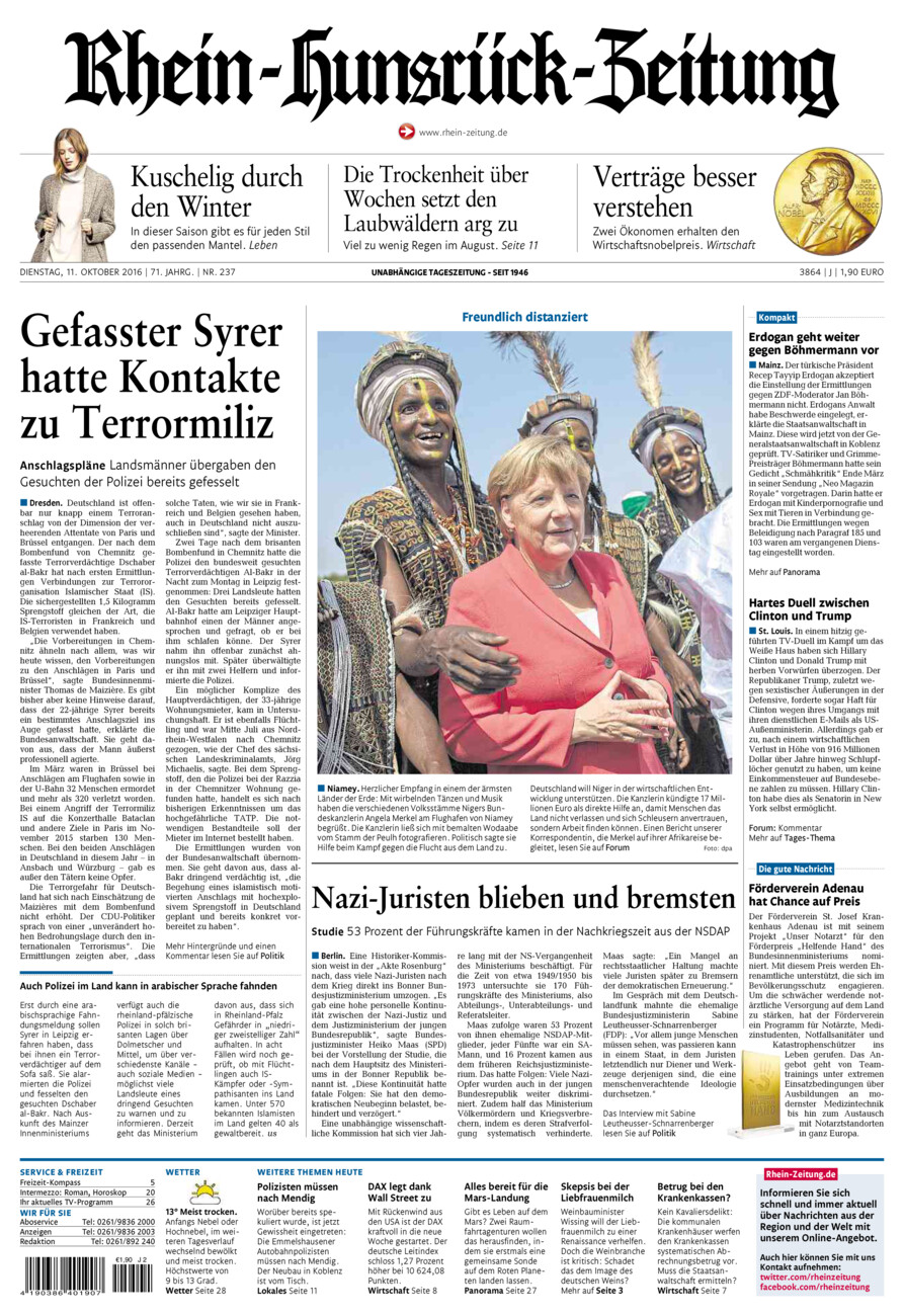 Rhein-Hunsrück-Zeitung vom Dienstag, 11.10.2016
