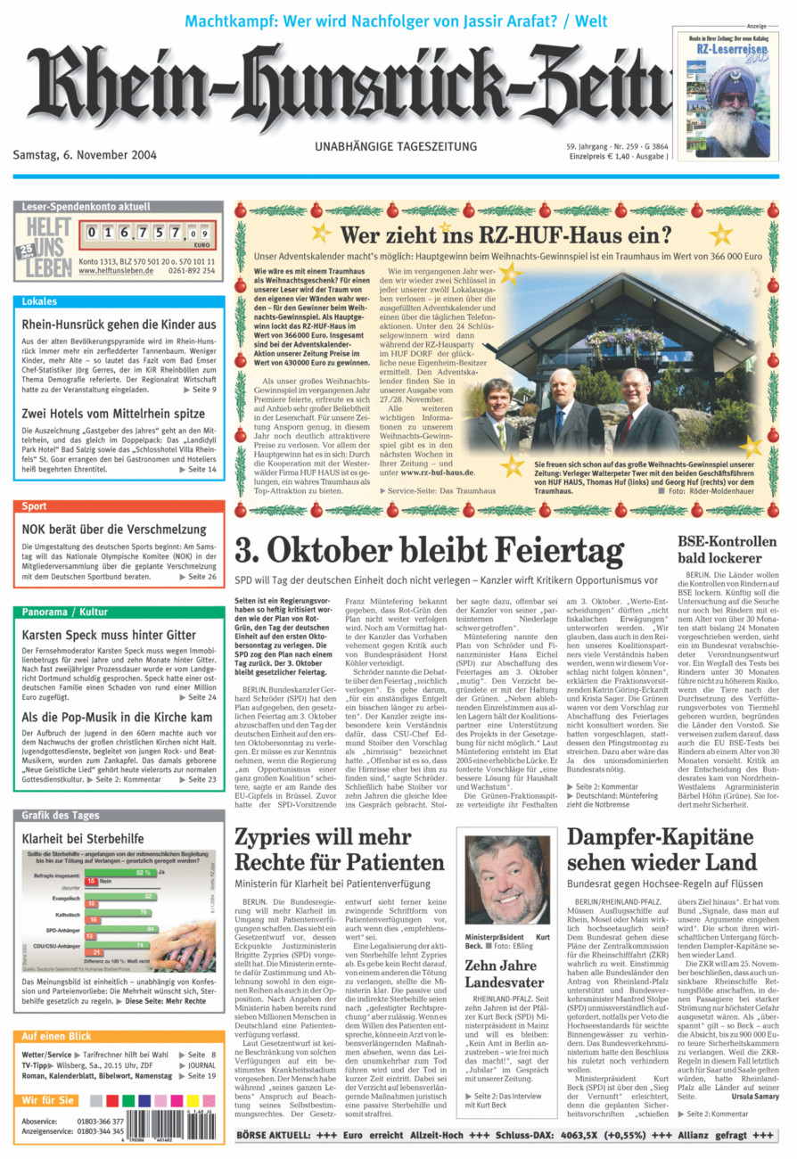 Rhein-Hunsrück-Zeitung vom Samstag, 06.11.2004