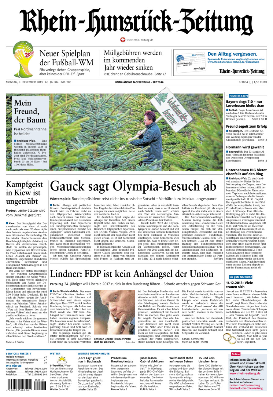 Rhein-Hunsrück-Zeitung vom Montag, 09.12.2013