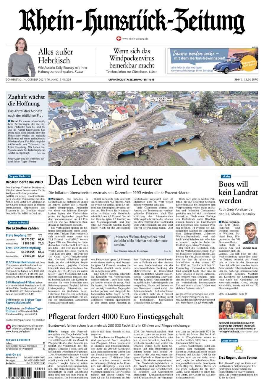 Rhein-Hunsrück-Zeitung vom Donnerstag, 14.10.2021