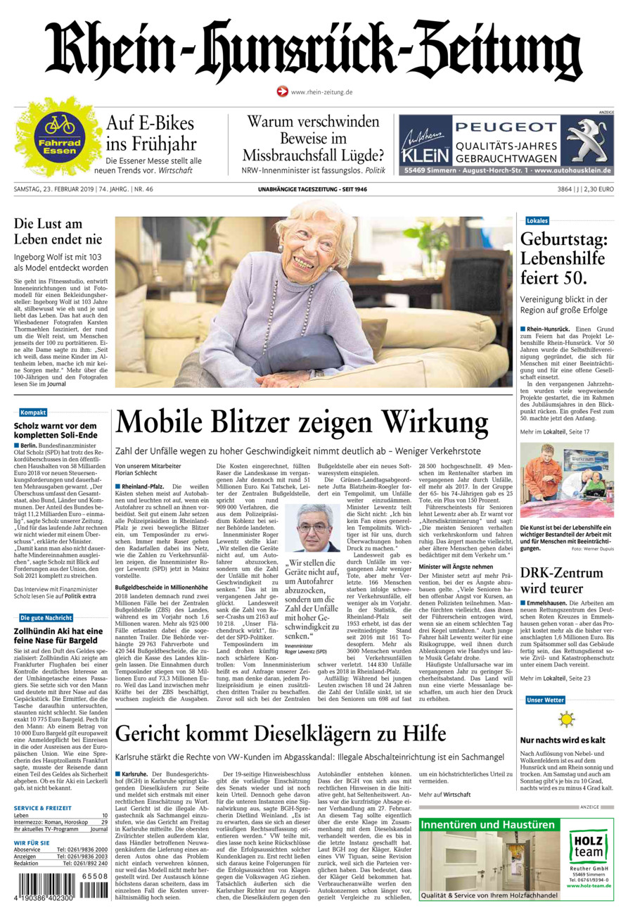 Rhein-Hunsrück-Zeitung vom Samstag, 23.02.2019