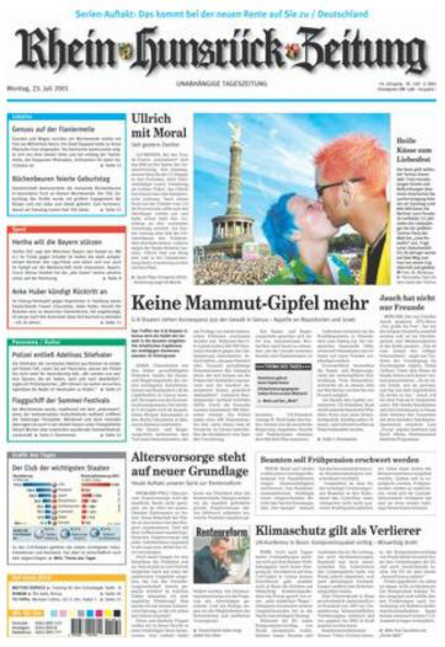 Rhein-Hunsrück-Zeitung vom Montag, 23.07.2001