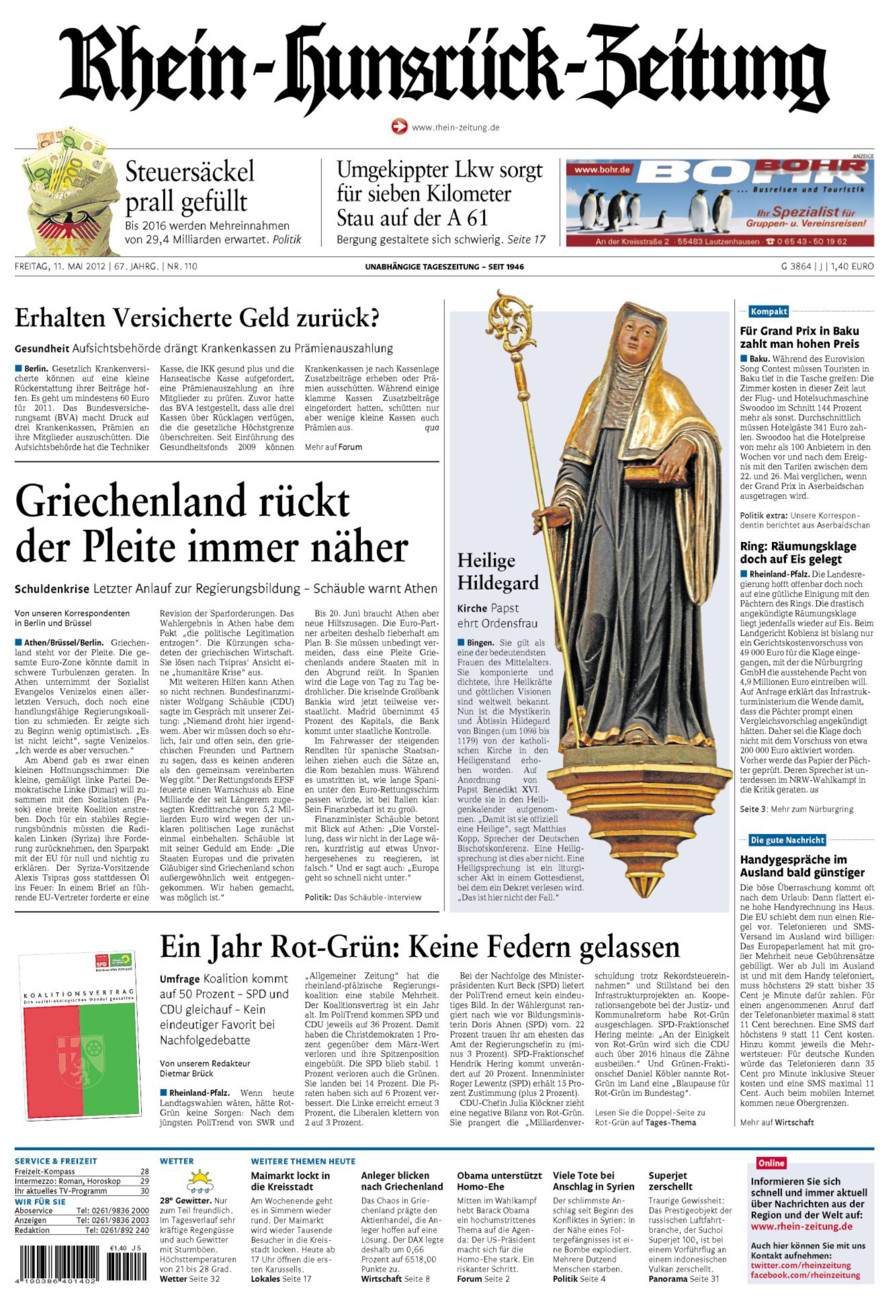 Rhein-Hunsrück-Zeitung vom Freitag, 11.05.2012