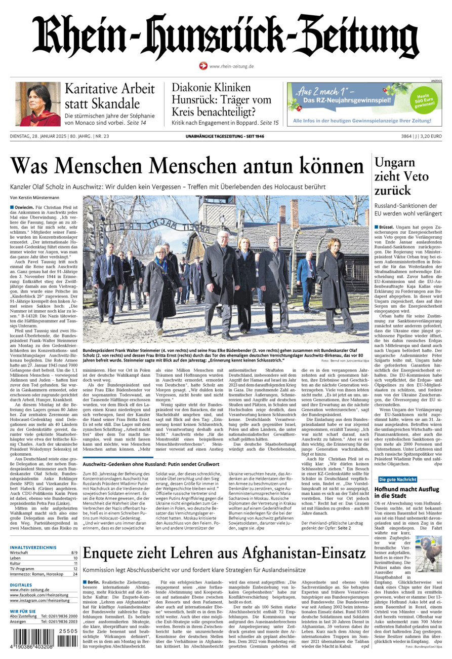 Rhein-Hunsrück-Zeitung vom Dienstag, 28.01.2025