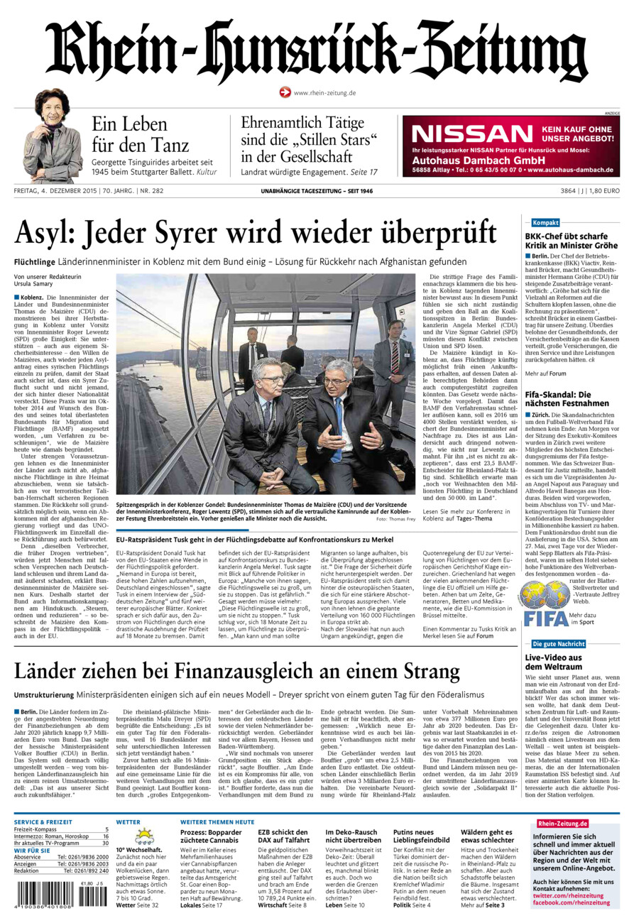 Rhein-Hunsrück-Zeitung vom Freitag, 04.12.2015