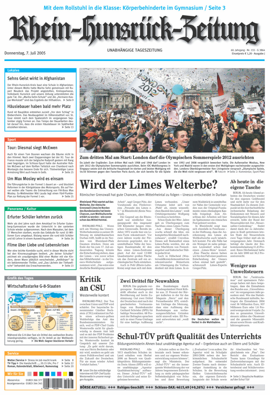 Rhein-Hunsrück-Zeitung vom Donnerstag, 07.07.2005