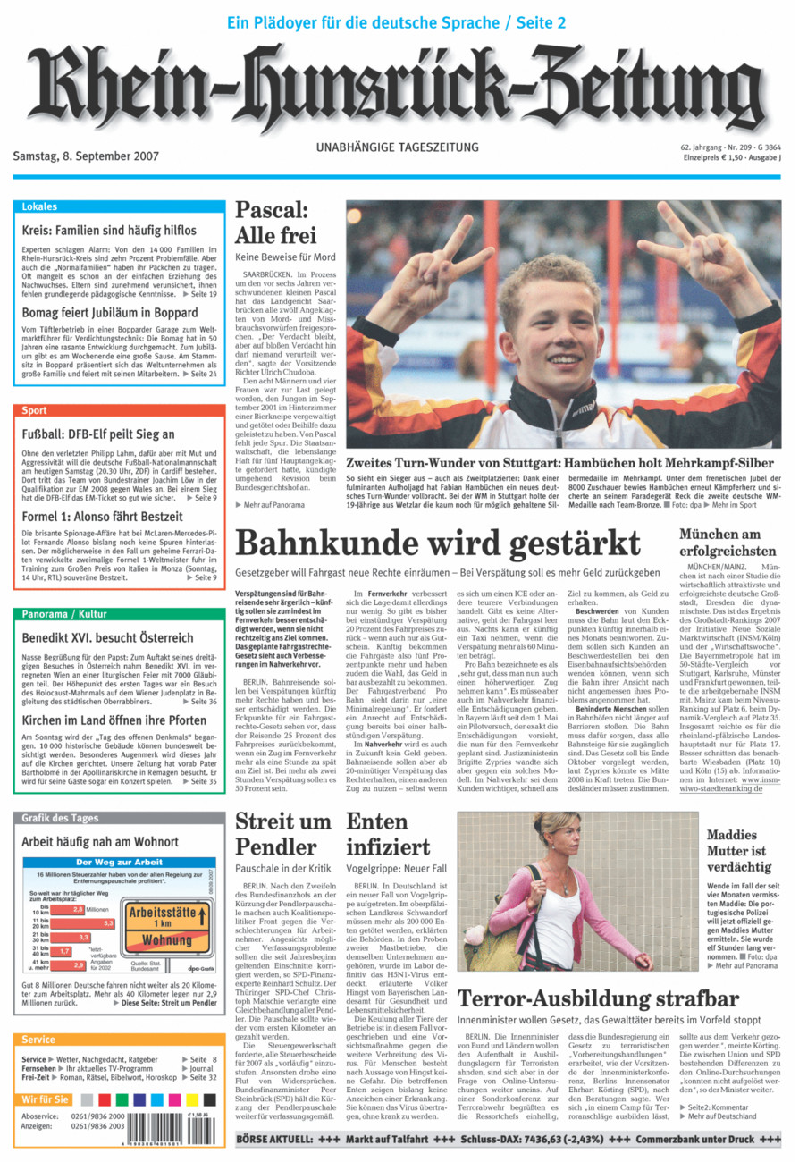 Rhein-Hunsrück-Zeitung vom Samstag, 08.09.2007