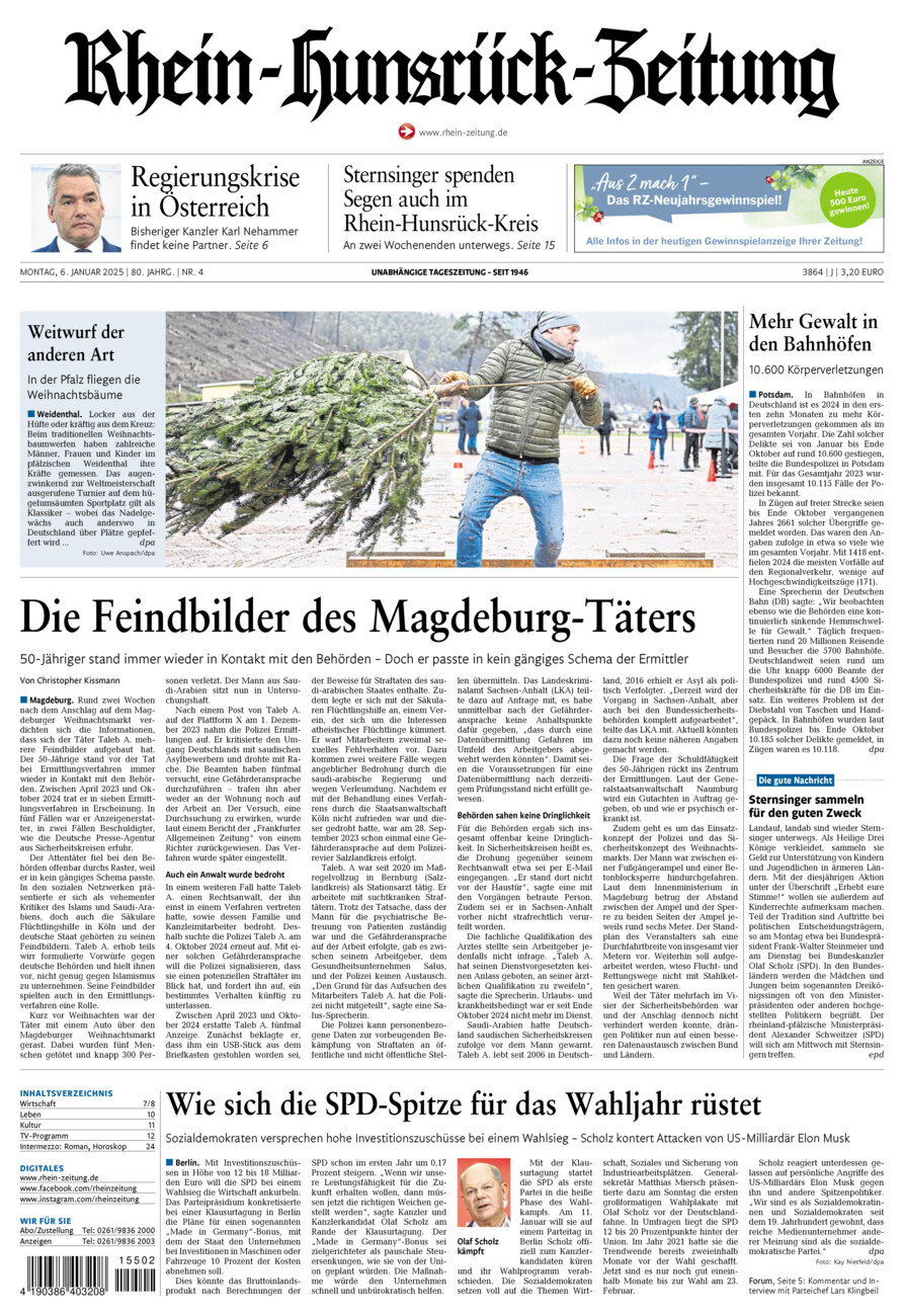 Rhein-Hunsrück-Zeitung vom Montag, 06.01.2025